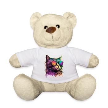 Neonkatze mit Sonnenbrille - Teddy - Weiß - Vorne