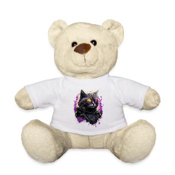 Coole 80er Jahre Katze - Teddy - Weiß - Vorne