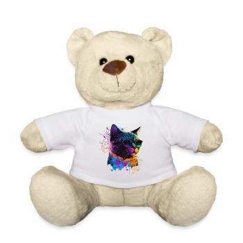 Colorful Cat - Teddy Bear - white - Front