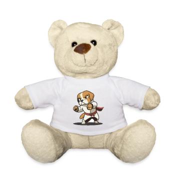 Cute Dog Knows Karaté Cartoon Illustration - Nounours - blanc - Devant