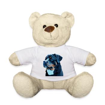 Cute Rottweiler Dog Breed Head Cartoon - Teddy Bear - white - Front