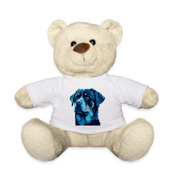 Cute Rottweiler Dog Breed Head Cartoon - Teddy Bear - white - Front