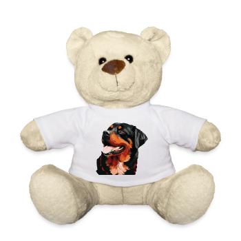 Rottweiler Hunderasse Gesicht Cartoon Illustration - Teddy - Weiß - Vorne