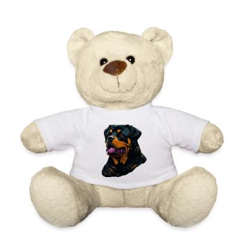 Rottweiler Dog Breed Head Cartoon Illustration - Teddy Bear - white - Front