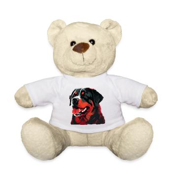Rottweiler Hunderasse Gesicht Cartoon Illustration - Teddy - Weiß - Vorne