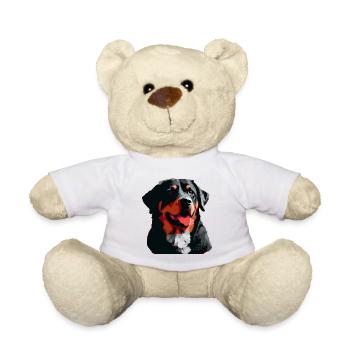 Rottweiler Dog Breed Head Cartoon Illustration - Teddy Bear - white - Front