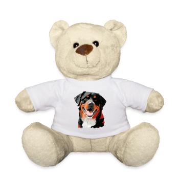 Rottweiler Hunderasse Gesicht Cartoon Illustration - Teddy - Weiß - Vorne