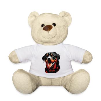 Cute Rottweiler Dog Breed Head Cartoon - Teddy Bear - white - Front