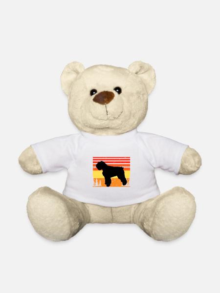 Bouvier Des Flandres Hund Silhouette Retro Sonnenuntergang - Teddy - Weiß