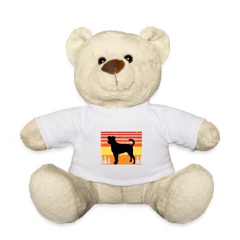 Chien de ferme suédois danois Silhouette Retro Coucher de soleil - Nounours - blanc - Devant