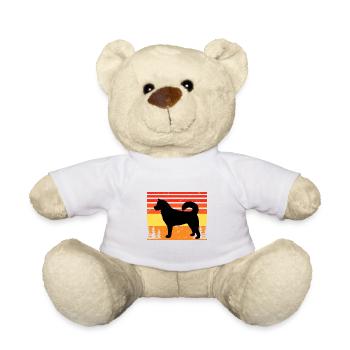 Ostsibirische Laika Hund Silhouette Retro Sonnenuntergang - Teddy - Weiß - Vorne