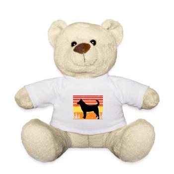 Jindo Dog Silhouette Vintage Sunset for Dog Lovers - Teddy Bear - white - Front