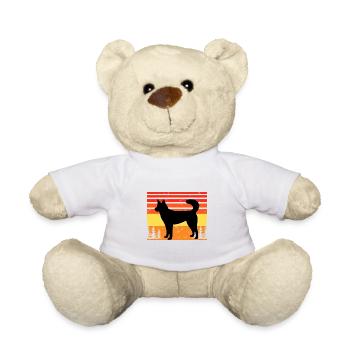 Kai Ken Hundeliebhaber Silhouette Vintage Sonnenuntergang - Teddy - Weiß - Vorne