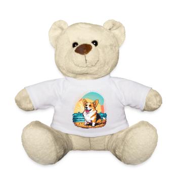 Corgi at the Beach - Teddy Bear - white - Front