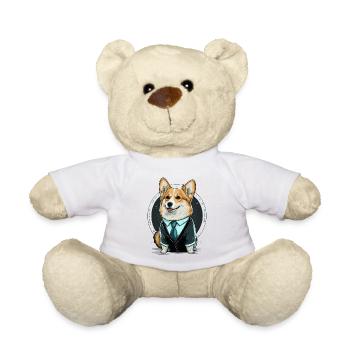Stylischer Corgi im Anzug - Teddy - Weiß - Vorne