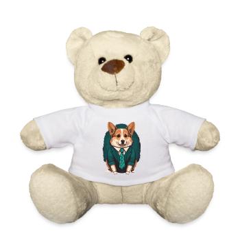 Corgi In Green Suit - Teddy Bear - white - Front