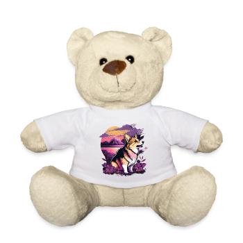 Calme assis Corgi - Nounours - blanc - Devant