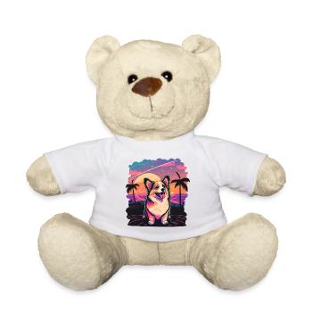 Corgi vibing au Beach Art - Nounours - blanc - Devant