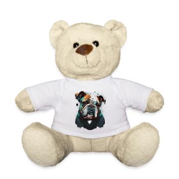 Clever Looking Bulldog - Teddy Bear - white - Front