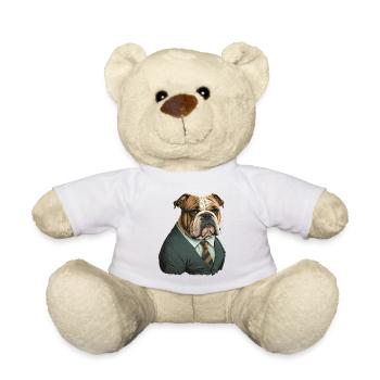 Seitenansicht Bulldogge im Anzug - Teddy - Weiß - Vorne