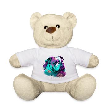 Feuilles et bouledogue - Nounours - blanc - Devant