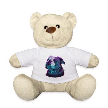 Dark Aged Bulldog - Teddy Bear - white - Front