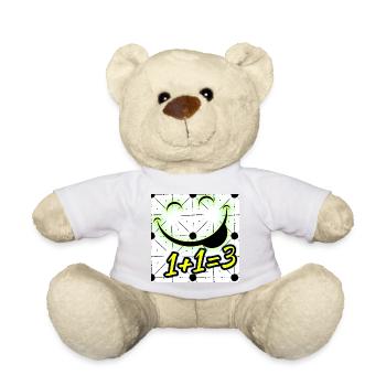 Eins plus eins gleich Drei | 1+1=3 | Abbild - Teddy - Weiß - Vorne