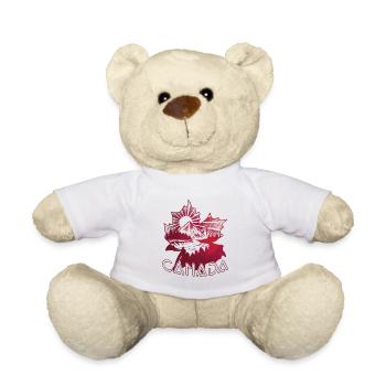 Canada cadeau - montagnes & sapins dotwork art - Nounours - blanc - Devant