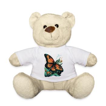 Butterfly Loves Flowers - Teddy Bear - white - Front
