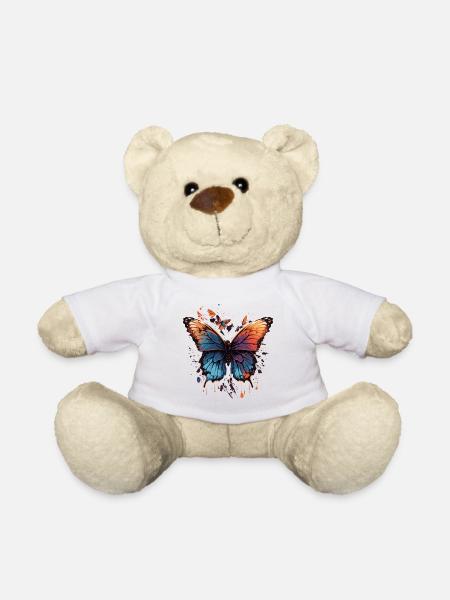 Bunter Schmetterling - Teddy - Weiß