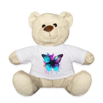 Leuchtend in blauem Schmetterling - Teddy - Weiß - Vorne