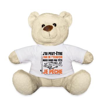 Dans ma tête je pêche / Pêcheur humour - Nounours - blanc - Devant