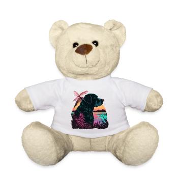 Black Labrador Retriever at the Beach - Teddy Bear - white - Front
