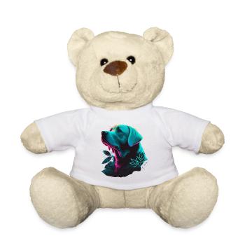 White Shiny Hair Labrador Retriever Vaporwave - Teddy Bear - white - Front