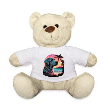 Labrador Retriever Hawaii Looks Illustration - Teddy - Weiß - Vorne