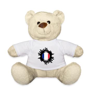 Nice Skyline France Flag Travel Souvenir - Teddy Bear - white - Front