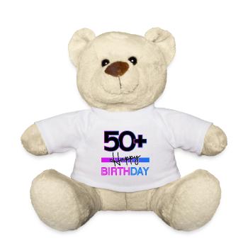 Joyeux anniversaire 50+ - Nounours - blanc - Devant