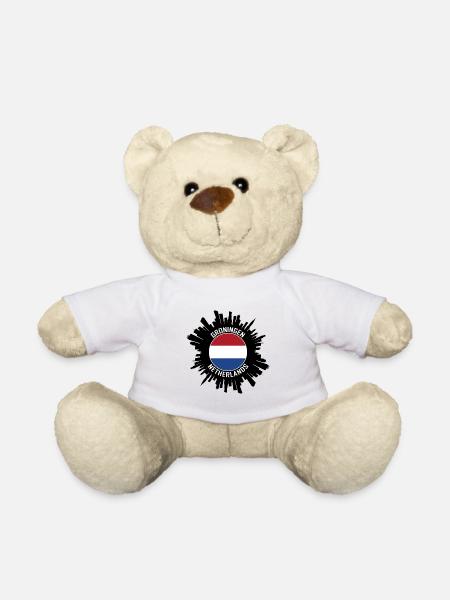 Groningen Skyline Pays-Bas Flag Souvenir de voyage - Nounours - blanc