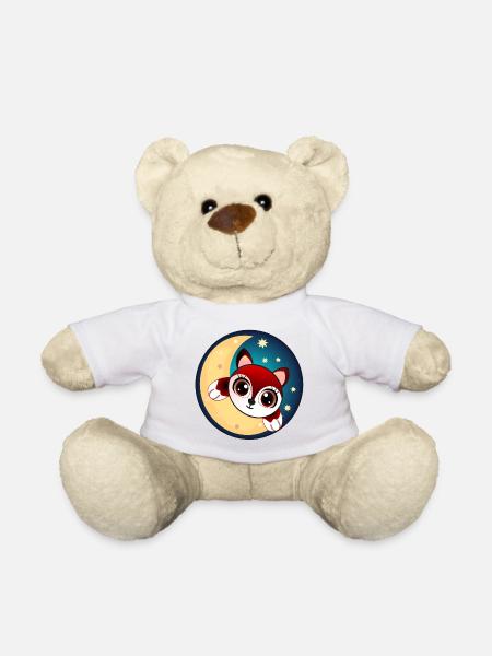 Schlauer Fuchs im Mond - SCHLAFEN - Teddy - Weiß