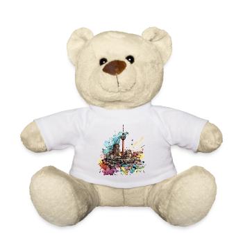 Berlin Deutschland Stadt Skyline Splash Cartoon - Teddy - Weiß - Vorne