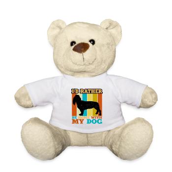 Basset Artesien Normand Dog Silhouette Retro Sun - Teddy Bear - white - Front