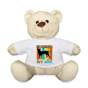 Blauer Paul Terrier Hund Liebe Silhouette Retro Sonnenuntergang - Teddy - Weiß - Vorne