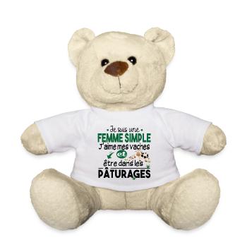 Vache Veau Animal Cadeau Femme Pâturage Fermière - Nounours - blanc - Devant