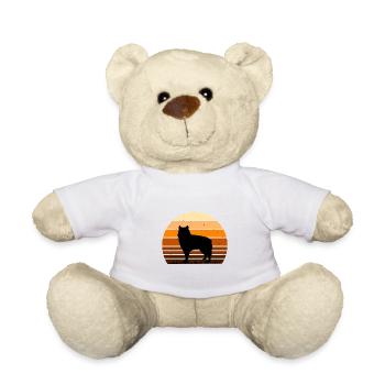Alaskan Malamute Dog Lover Silhouette Retro Sunset - Teddy Bear - white - Front