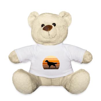 English Setter Dog Lover Silhouette Vintage Sunset - Teddy Bear - white - Front