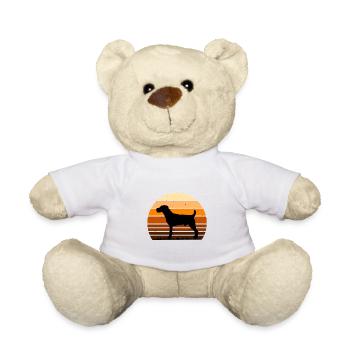 Parson Russell Terrier Dog Silhouette Retro Sunset - Teddy Bear - white - Front