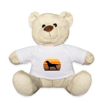 Labrador Dog Lover Silhouette Vintage Sunset - Nounours - blanc - Devant