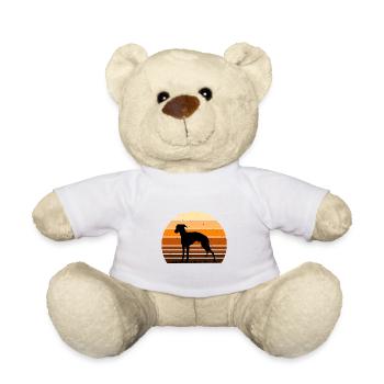 Rampur Greyhound Dog Lover Silhouette Retro Sunset - Teddy Bear - white - Front