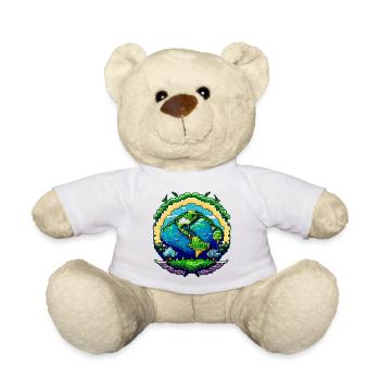 Globe in pixel art - Teddy Bear - white - Front