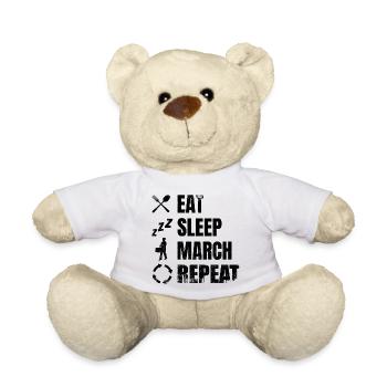 Manger, dormir, tambouriner, répéter - Nounours - blanc - Devant